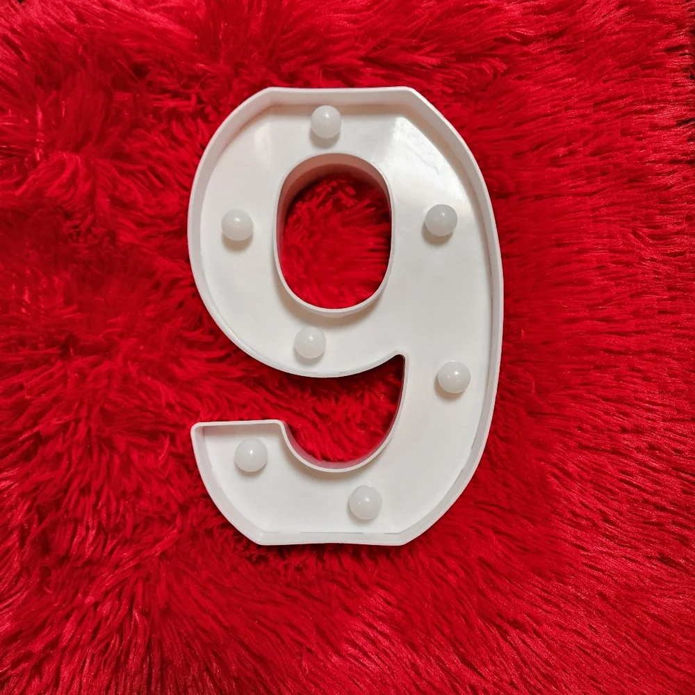 White Number 6 or 9 Plastic Light up wall or table decor, birthday party, nightl